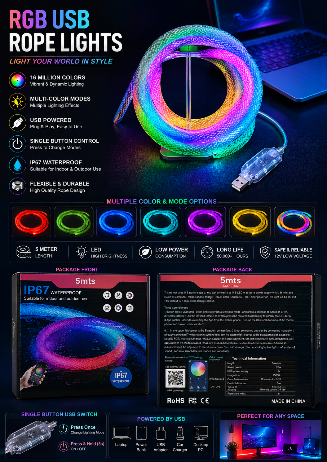 RGB USB Lights